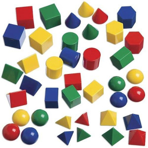 Edxeducation Mini Geometric Solids - Set Of 40 - 3D Shapes For Math & Geometry - Multicolored Math Manipulatives For Kids - 10 Different Shapes