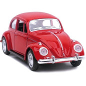 Berry President 1967 Classic Beetle Bug Vintage 1/32 Scale Diecast Metal Pull Back Car Model Toy For Gift/Kids (Red)