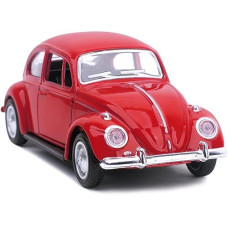 Berry President 1967 Classic Beetle Bug Vintage 1/32 Scale Diecast Metal Pull Back Car Model Toy For Gift/Kids (Red)
