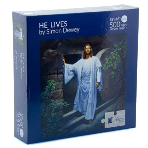 Jesus Standing Outside Tomb 500 Piece Christian Easter Jigsaw Puzzle - He Lives By Simon Dewey - 18X18 Finished Size- 500 Piece Jigsaw Puzzle - A New Way To Celebrate Jesus Through Quality Family Time