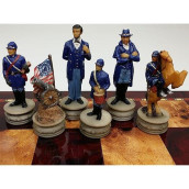 Us Generals Civil War Set Of Chess Men Pieces Hand Painted - No Board