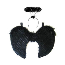 REDSTAR BLAcK ANgEL FAIRY WINgS AND HALO - DARK ANgEL HALLOWEEN FANcY DRESS cOSTUME PARTY by Red Star