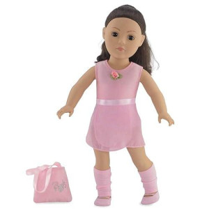 Fits Most 18" Dolls | 5 Piece Ballerina Practice Outfit With Pink Leotard, Skirt, Leg Warmers, Dance Shoes And Handbag | 18-Inch Doll Ballet Clothes | Gift-Boxed!