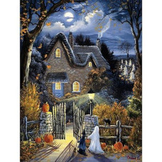 Bits And Pieces - 300 Piece Glow In The Dark Jigsaw Puzzle For Adults- �Tess'S Halloween� - 300 Pc Large Piece Jigsaw Puzzle By Artist Christine Carey -18� X 24�