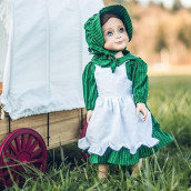 The Queen'S Treasures 18 Inch Doll Clothes, Little House On The Prairie Dress Outfit, Authentic 1880'S Design Calico Dress & Bonnet With White Apron, Compatible For Use With American Girl Dolls