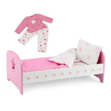 Emily Rose 18 Inch Doll Clothes Bed Furniture Gift Set For Girls | Includes Matching 18" Doll Pajamas Pj Sleepwear Accessories And 3 Pc Reversible Doll Bedding! | Fits 16-18" Dolls & Baby Dolls