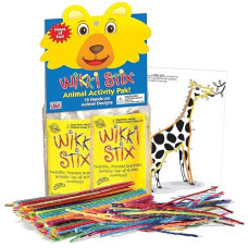 Wikki Stix Animal Activity Pak - Features 12 Zoo Animals With Hands-On Activity And Fun Fact On Each, Made In The Usa! Multiple Colors !