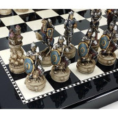 Skeleton Slayer Gothic Skull Chess Set W/ High Gloss Black & White Board