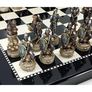 Skeleton Slayer Gothic Skull Chess Set W/High Gloss Black & White Board