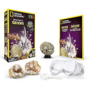 NATIONAL GEOGRAPHIC Break Open 2 Geodes Science Kit  Includes Goggles, Detailed Learning Guide and Display Stand - Great STEM Science gift for Mineralogy and Geology enthusiasts of any age