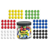 My Toy House Chinese Checkers Glass Marbles. Set Of 90, 15 Of Each Color. Size 9/16� (14Mm), With Practical Container�