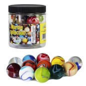 My Toy House Shooter Glass Marbles With Marble Jar For Storage, Set Of 12, 1-Inch, Assorted Colors