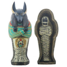 Egyptian Anubis Coffin With Mummy Decorative Figurine Statue