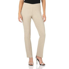 Rekucci Women'S Ease Into Comfort Straight Leg Pant With Tummy Control (4, Stone)