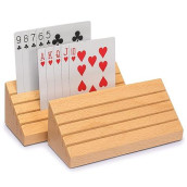 Yellow Mountain Imports Standard-Size Solid Beechwood Playing Card Holders/Racks - Set Of 2 Card Organizers