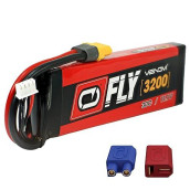 Venom Fly 30C 3S - 3200Mah 11.1V Lipo Rc Battery - Universal 2.0 Plug, Lithium Polymer 3 Cell - Soft Silicone Connector & Compatible W/ Xt60, E-Flite, Deans, Ec3, 2Wd, 4Wd, Truck & Buggies
