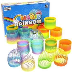 12 Pack Magic Rainbow Springs | Classic Novelty Colorful Rainbow Toy Assorted Bulk | Birthday Party Favors, Bag Fillers, Gift | Birthday Party Favors, Bag Fillers, Gift For Kids (1 Dozen) (3 Inches)