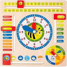 Small Foot Wooden Toys Educational Board Date, Time & Season Wooden Educational Toy Playset Designed For Children 3+, Multi (4768)