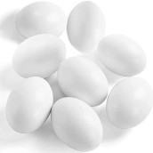 Sallyfashion 8Pcs Wooden Faux Fake Eggs, Easter Eggs, Children Play Kitchen Game Food Toy - White Color