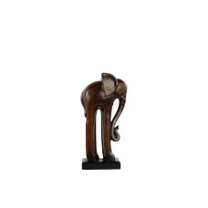Urban Trends Ceramic Standing Long-Legged Elephant Figurine On Base With Sm Glaze Finish, Espresso Brown