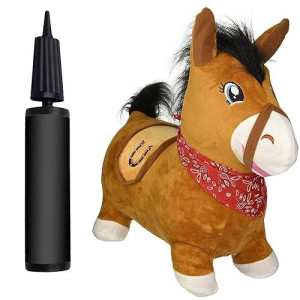Ndn Line Bouncy Horse & Inflatable Real Feel Hopping Horse. Plush Covered, (Pump Included)