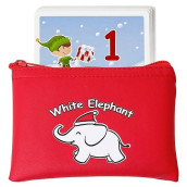 Apostrophe Games White Elephant Card Set, 50 Christmas Themed Cards And Carrying Pouch, White Elephant Exchange Card Set