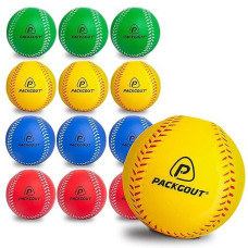 Packgout Soft Baseballs, Foam Baseballs For Kids Teenager Players Training Balls 12Pcs (Red, Blue, Yellow, Green)