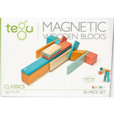 24 Piece Tegu Magnetic Wooden Block Set, Sunset, 1-99 Years Old