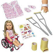 The New York Doll Collection Doll Wheelchair Set With Accessories For 18 Inch Dolls + Bonus Accessories