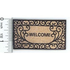 Raindrop Miniatures Dollhouse Miniature Fancy Welcome Mat In Tan & Black