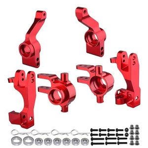 Hobbypark For 1/10 Traxxas Slash 4X4 Upgrade Parts Aluminum Left & Right Steering Blocks Caster Stub Axle Carriers With Ball Bearings Replace 6837X 6832X 1952X Option