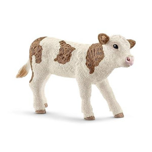 Schleich Farm World, Farm Animal Toys For Boys And Girls 3 And Above, Simmental Calf Toy Cow, Ages 3+, Multicolor, 2 Inch