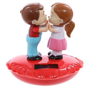 Cute Children Kissing On A Heart Solar Pal Novelty Solar Powered Moving Toy