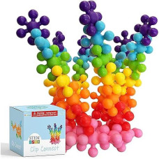 Clip Connect 100 Pieces | Diameter 1.5", Interlocking Solid Plastic Building Blocks Set Early Stem Educational Toy For Preschool Kids Boys And Girls, Promotes Fine Motor Skills & Sensory Development