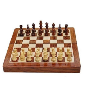 Bcbestchess Set, Premium Quality, Handcrafted Rosewood Unique Chess Board Set, Foldable Secure Storage For Magnetic Pieces With Extra Queens, Chess Set For Kids And Adults, Brown(12X12 Inches)