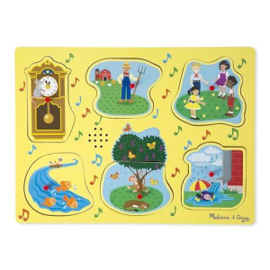 Melissa & Doug Sing-Along Nursery Rhymes Sound Puzzle - Wooden Peg Puzzle (8 Pcs)