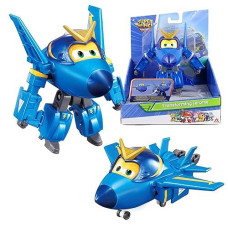 Super Wings 5" Transforming Jerome Airplane Toys, Safe And Durable Vehicle Action Figure, Plane To Robot, Transformer Toys For 3+ Years Old Boys And Girls, Preschool Kids Birthday Gift, Blue
