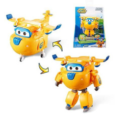 Super Wings - 5' Transforming Donnie Airplane Toys Vehicle Action Figure Plane To Robot,Suitable 3 4 5 Year Old Kids Fun Flying Toy Plane For Preschool Play And Birthday Gifts,Yellow