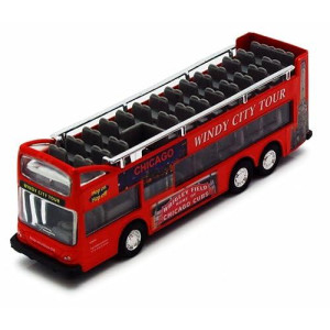 Showcasts Chicago Sightseeing Double Decker Bus Open Top, Red 2168Cg - 6 Inch Scale Diecast Model Replica, But No Box