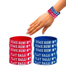 Official Mlb Rubber Bracelets - 2.5 X 0.5 (Pack Of 12) - Premium Quality & Durable Wristbands - Perfect For Baseball Fans & Collectors