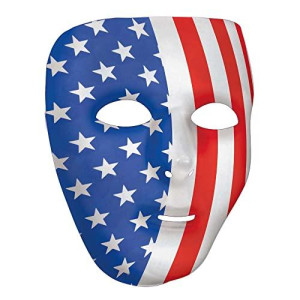 Red, White & Bluepatriotic Full Face Plastic Mask - 6.25" X 7.75" (Pack Of 1) - Perfect For Parties, Events & Celebrations