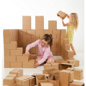 Gigi Bloks Jumbo Cardboard Building Blocks For Kids - 60 Xxl Interlocking And Stackable Jumbo Cardboard Blocks Set - Construction Cardboard Bricks For Kids - Sturdy & Easy-To-Assemble