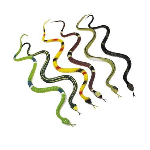 Fun Central 12-Pack Realistic Rubber Snakes - 14-Inch Flexible Prank Props, Party Favors, Halloween D
