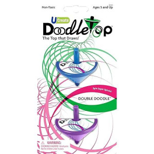 U-Create Doodletop Twister Double Doodle Kit With 2 Tops, Drawing Game, Marker Pens, Creative Art Spiral Spinning Top For Kids Age 5 & Above