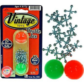 Vintage Metal Jacks Game Set Retro Toys (1 Pack) Jax Game & 2 Balls Classic Games Great Party Favors or Pinata Filler Toy in Bulk. 950-1B