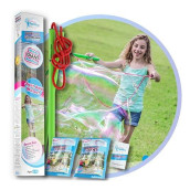 Wowmazing Giant Bubble Wands Kit: (4-Piece Set) | Incl. Wand, Big Bubble Concentrate And Tips & Trick Booklet | Outdoor Toy For Kids, Boys, Girls | Bubbles Made In The Usa