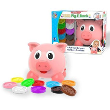 The Learning Journey Learn With Me - Numbers & Colors Pig E Bank - Color And Number Stem - Teaching Toddler Toys & Gifts For Boys & Girls Ages 2 Years And Up, Model Number: 208441, 10 Color Coins