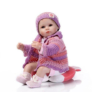 Nicery Reborn Baby Doll Soft Simulation Silicone Vinyl 18Inch 45Cm Lifelike Boy Girl Toy Red Pillow Eyes Open