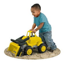 American Plastic Toys Kids Yellow Gigantic Loader Truck, Tilting Loading Dump Bucket, Knobby Wheels, & Metal Axles Fit For Indoors & Outdoors, Haul Sand, Dirt, Or Toys, For Ages 2+