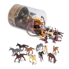 Terra By Battat - 60 Pcs Wild Horses Tube - Miniature Horse Toys - Plastic Animal Toys - Mini Animal Figurines For Kids And Toddlers 3 Year Old Or More